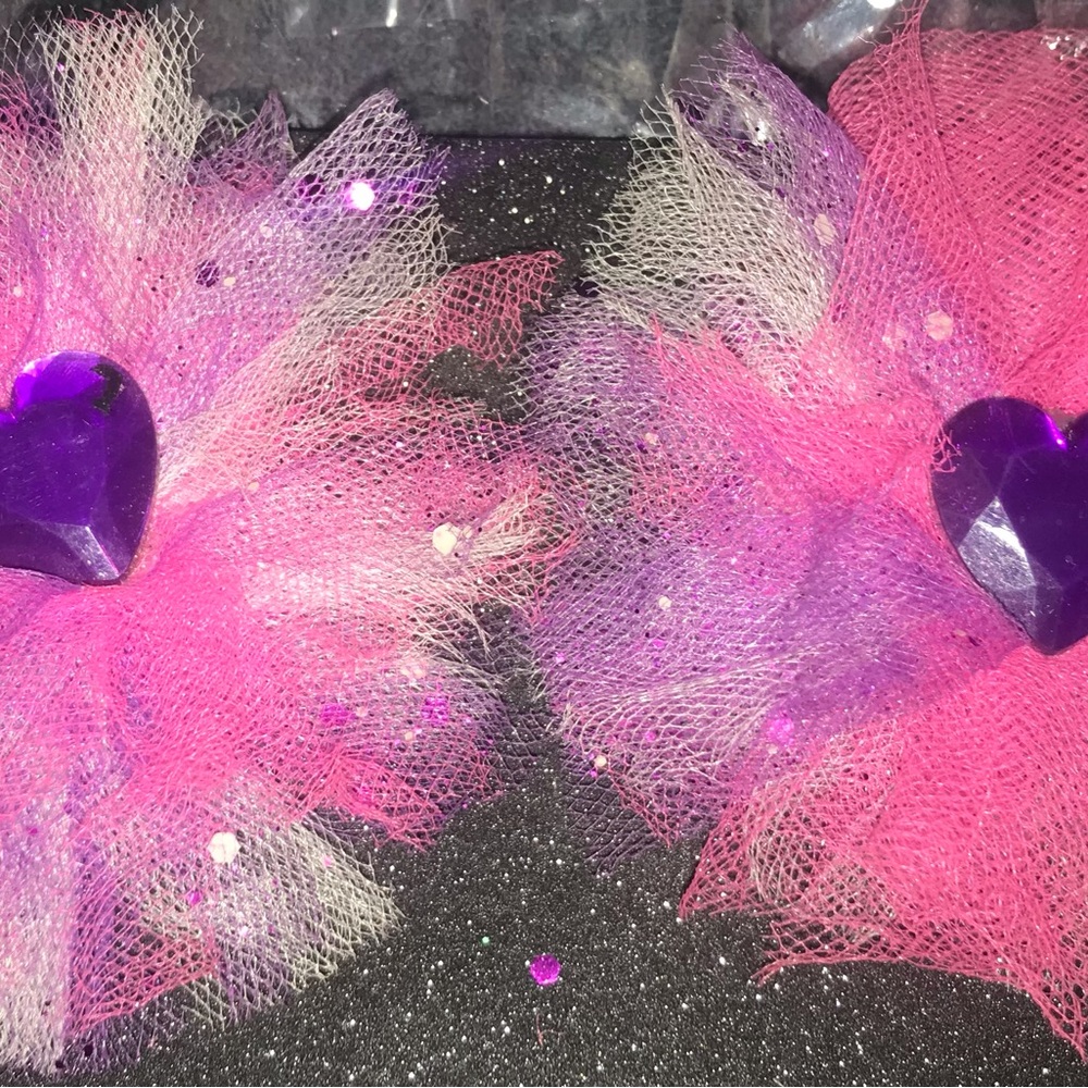 Pink and Purple Tulle Hair Clips